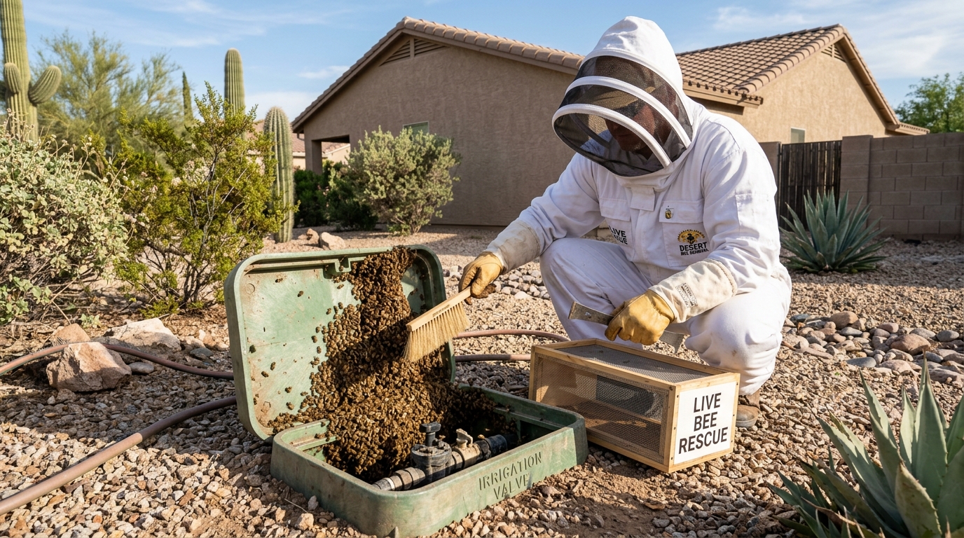 Honey bee colony established in the wall of an El Paso home