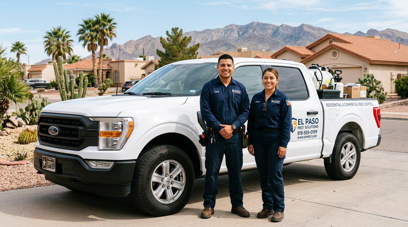El Paso pest technician helping homeowner