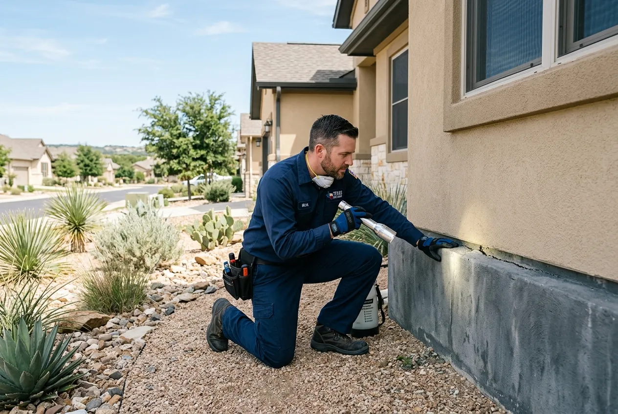 Pest Control technician diagnosing pest problem in El Paso